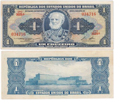 купить Бразилия 1 крузейро 1958 год (Pick 150d)