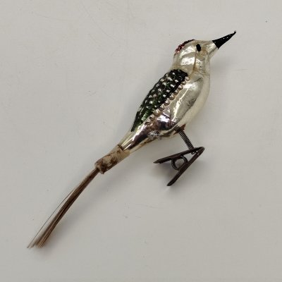 купить Ёлочная игрушка в виде птички, стекло, роспись, металл, Германия, 1920-1950 гг.