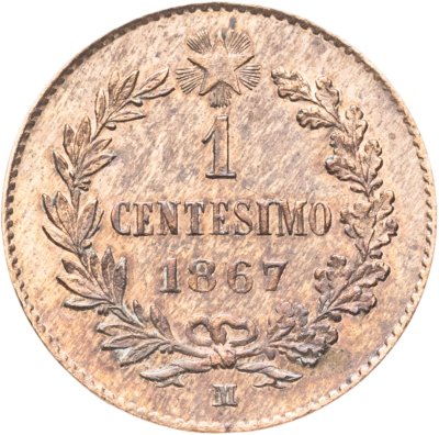 купить Италия 1 чентезимо (centesimo) 1867, знак монетного двора: "M" - Милан