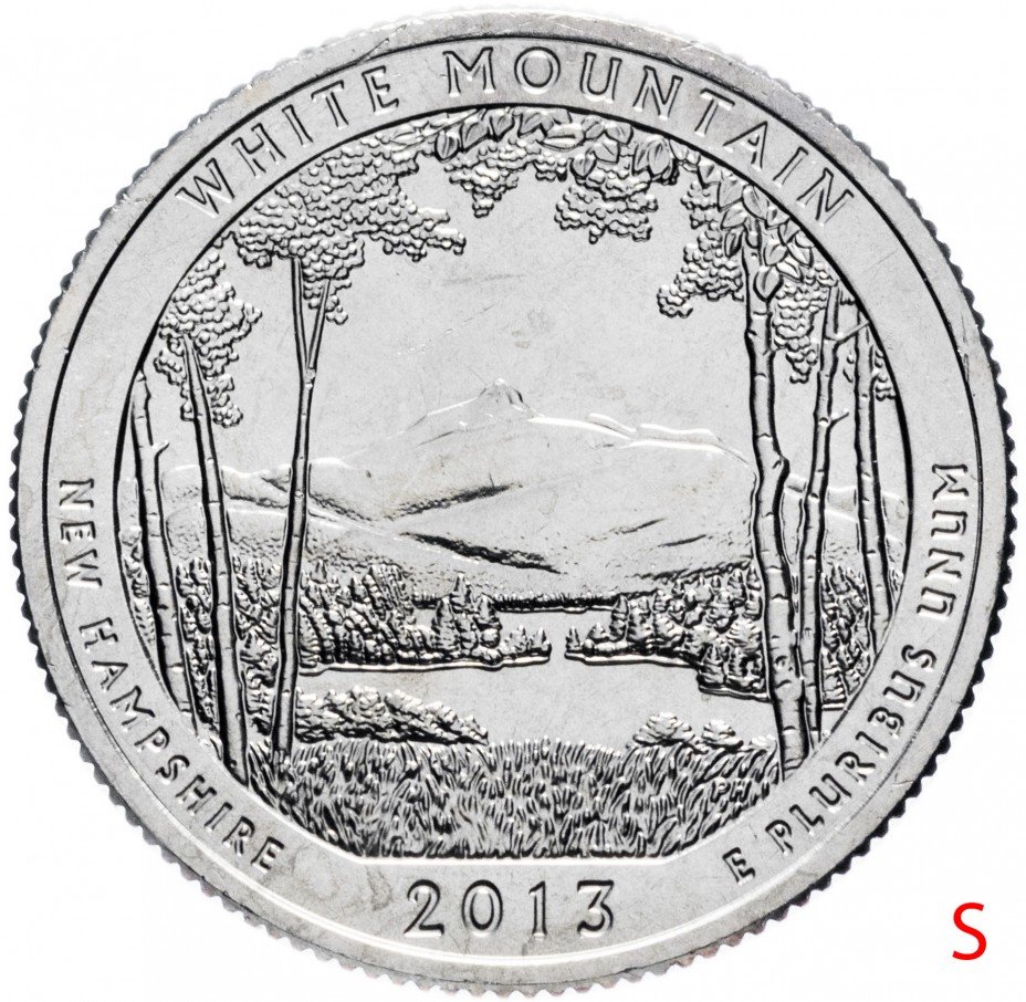 купить США 1/4 доллара (25 центов, квотер) 2013 S — "Национальный лес Белая Гора" (16-й парк)