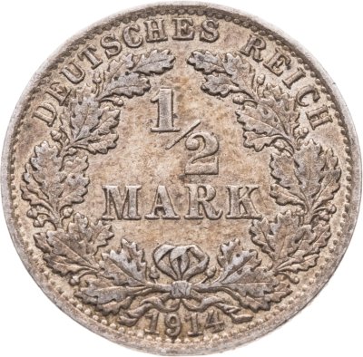 купить Германия 1/2 марки 1914 Знак монетного двора: "A" - Берлин