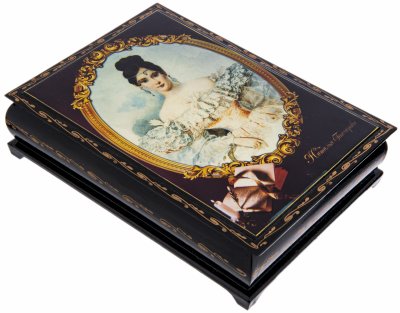 Купить Шкатулка лаковая "Наталья Гончарова" , папье - маше, печать, роспись, Россия, 2000-2015 гг.