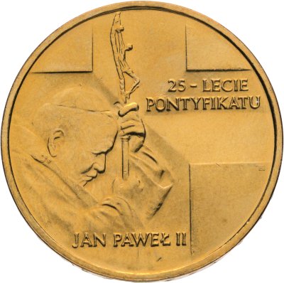 купить Польша 2 злотых (zlote) 2003 "25 лет Понтификата Иоанна Павла II"
