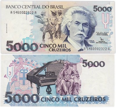 купить Бразилия 5000 крузейро 1992 года (Pick 232b)