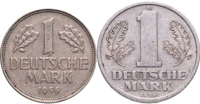 купить Германия набор 2 монет ФРГ и ГДР 1 марка 1956