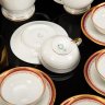 Купить Кофейный сервиз со строгим геометрическим декором на 6 персон (15 предметов), фарфор, деколь, золочение, Limoges, Франция, 1950-1970 гг.