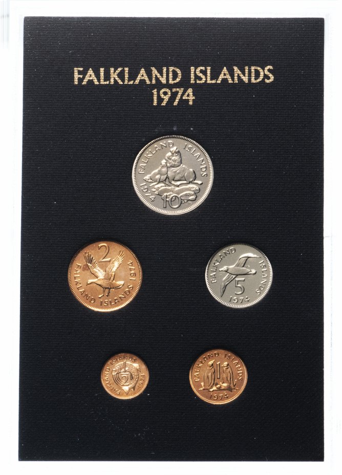 купить Фолклендские острова 1974 набор из 5-ти монет в официальной упаковке