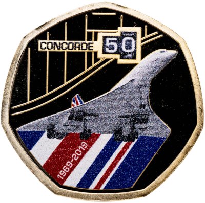 купить Соломоновы Острова 50 центов 2019 «50 лет Конкорду - Взлет /50 вверху/позолоченная/»