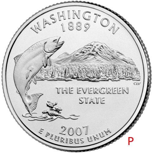 купить США 25 центов (квотер) 2007 P — штат Вашингтон