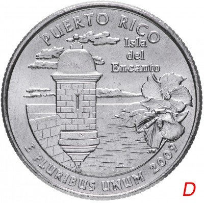 купить США 1/4 доллара (квотер, 25 центов) 2009 D "Пуэрто Рико"