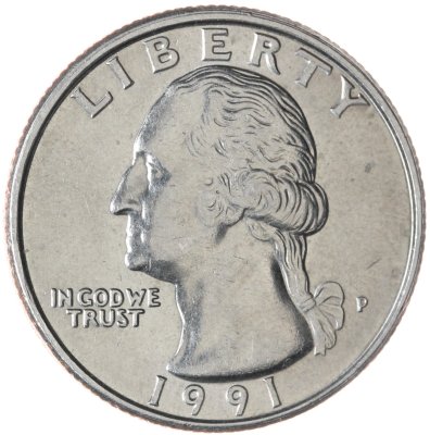 купить США 25 центов (квотер, 1/4 доллара, quarter dollar) 1991 Р "Washington Quarter"