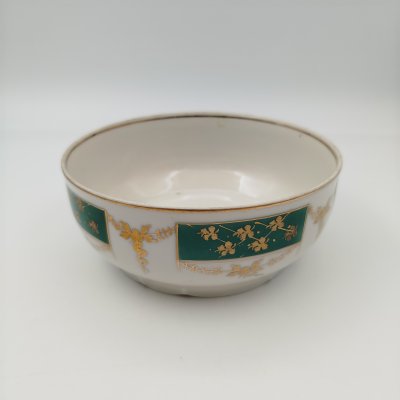 купить Капельник (салатник) "Золотая вязь" на изумрудном фоне, фарфор, крытье, золочение, Барановский фарфоровый завод, СССР, 1950-1960 гг.