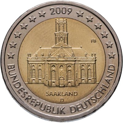 купить Германия 2 евро (euro) 2009 D "Федеральные земли Германии - Церковь Людвига в Саарбрюккен, Саар"