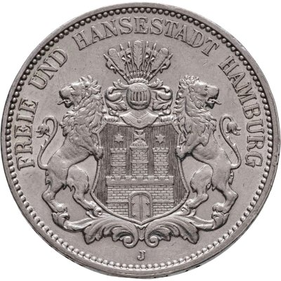купить Германия (Империя) 3 марки (mark) 1911 J - Гамбург