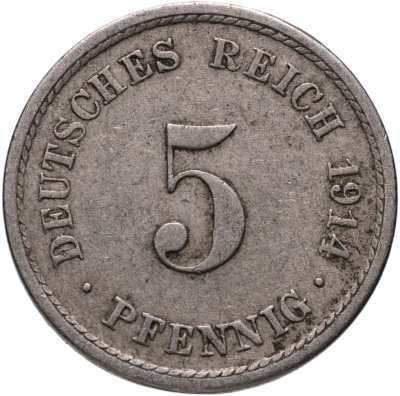 купить Германия 5 пфеннигов (pfennig) 1914 знак монетного двора: "A" - Берлин