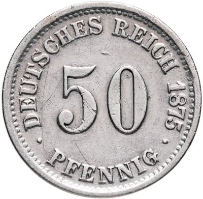купить Германия 50 пфеннигов (pfennig) 1875 C знак монетного двора: "C" - Франкфурт-на-Майне