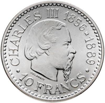 купить Монако 10 франков (francs) 1966 110 лет вступлению на престол Чарльза III