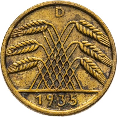 купить Германия 5 рейхспфеннигов (reichspfennig) 1935 D знак монетного двора "D" — Мюнхен