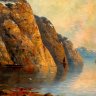 Купить Картина "Пейзаж с горным озером", автор М. Вулрц (M. Wulrz), холст, масло, в современной раме, Австрия, 1880-1900 гг.