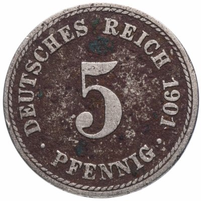 купить Германская Империя 5 пфеннигов (pfennig) 1901 A