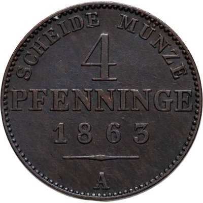 купить Пруссия 4 пфеннинга (pfennige) 1863 А