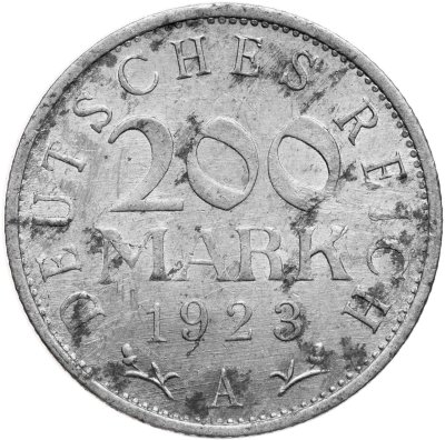 купить Германия 200 марок (mark) 1923 A знак монетного двора "A" — Берлин