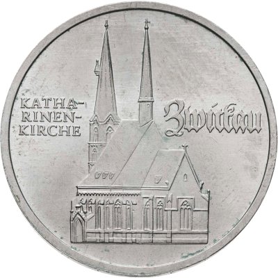 купить Германия (ГДР) 5 марок (mark) 1989 "500 лет со дня рождения Томаса Мюнцера, Церковь Св. Екатерины в Цвиккау"