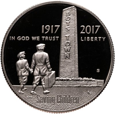 купить США 50 центов (1/2 доллара, half dollar) 2017 S 100 лет организации "Boys Town" знак монетного двора: "S" - Сан-Франциско