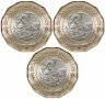 Купить Мексика 20 песо (pesos) 2021 набор 3 х 20 песо 2021 "Мехико-Теночтитлан, 200 лет Независимости"