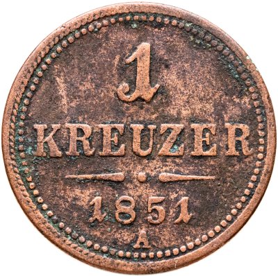 купить Австрия 1 крейцер (kreuzer) 1851 А
