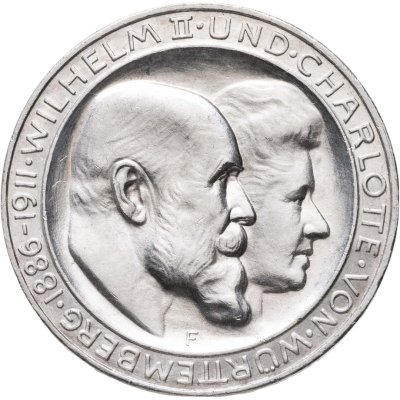 купить Германия (Империя) 3 марки (mark) 1911 F 25 лет свадьбе Вильгельма II Вюртембергского и Шарлотты Шаумбург-Липпской