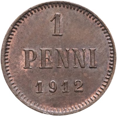 купить 1 пенни 1912, монета для Финляндии