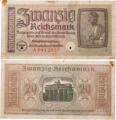 купить Германия, Третий Рейх 20 марок 1940-1945