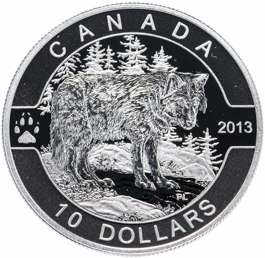 купить Канада 10 долларов 2013 "Волк" в футляре, с сертификатом