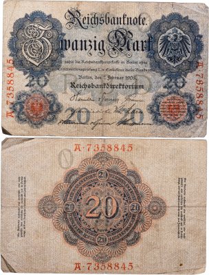 купить Германия 20 марок 1908