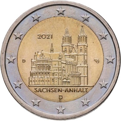 купить Германия 2 евро (euro) 2021 "Федеральная земля Саксония-Ангальт. Магдебургский собор" Знак монетного двора "D" - Мюнхен