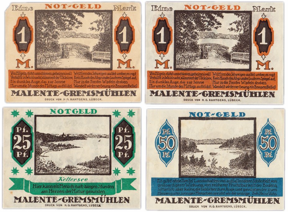 купить Германия (Шлезвиг-Гольштейн: Маленте) набор из 4-х нотгельдов 1921