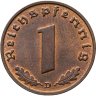 Купить Германия, Третий рейх 1 рейхспфенниг (reichspfennig) 1939, знак  монетного двора: "D" - Мюнхен
