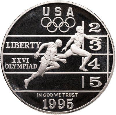 купить США 1 доллар (dollar) 1995 "XXVI летние Олимпийские Игры, Атланта 1996 - Бег", знак монетного двора: "P" - Филадельфия