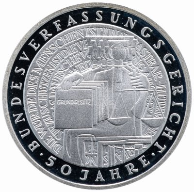 купить Германия (ФРГ) 10 марок 2001 D "50 лет Федеральному конституционному суду"