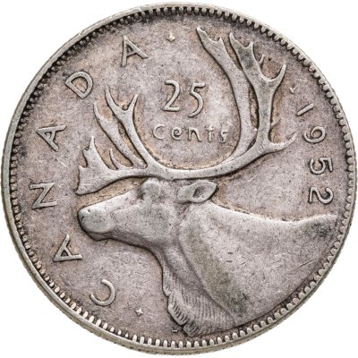 купить Канада 25 центов (cents) 1952