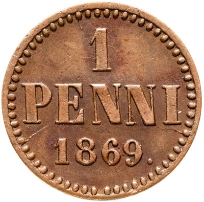 купить 1 пенни (penni) 1869, монета для Финляндии
