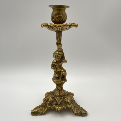 купить Подсвечник на фигурном основании в виде юноши с растительным побегом, латунь, литье, Западная Европа, 1980-1990 гг.