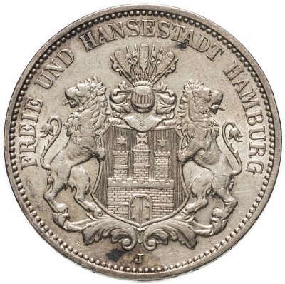 купить Германия 3 марки 1909 Гамбург