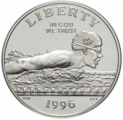 купить США 50 центов (1/2 доллара, half dollar) 1996 "XXVI летние Олимпийские Игры, Атланта 1996 - Плавание"
