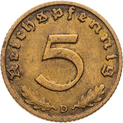 купить Германия (Третий рейх) 5 рейхспфеннигов (reichspfennig) 1938 D