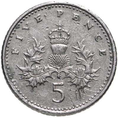 Купить Великобритания 5 пенсов 1990-1997, случайный год