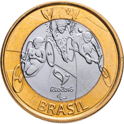купить Бразилия 1 real (реал) 2014 "XXXI летние Олимпийские Игры, Рио-де-Жанейро 2016 paratriathlon (паратриатлон)"