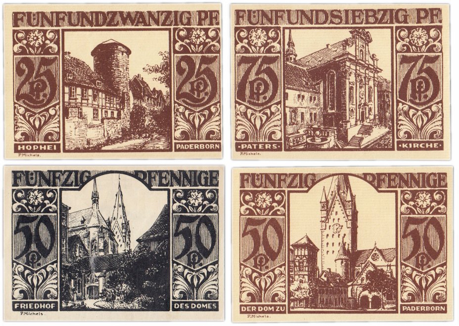 купить Германия (Вестфалия: Падерборн ) набор из 4-х нотгельдов 1921