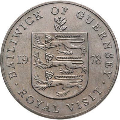 купить Остров Гернси 25 пенсов (pence) 1978 "Королевский визит"